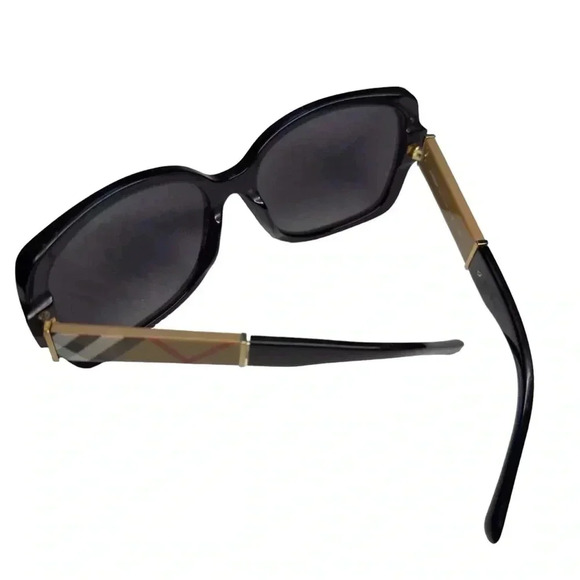 Burberry B 4160 3433/T3 Sunglasses Black w/ Classic Plaid polarized - Picture 1 of 7
